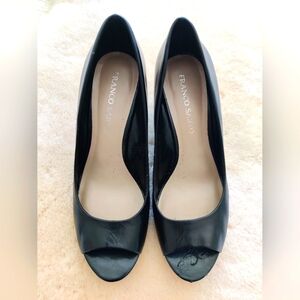 Franco Sarto Black Peep Toe Wedge Heels Size 10